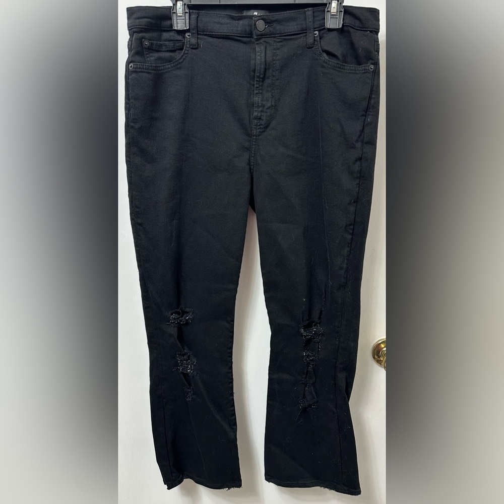 7 For All Mankind Black High Rise Distressed Jeans